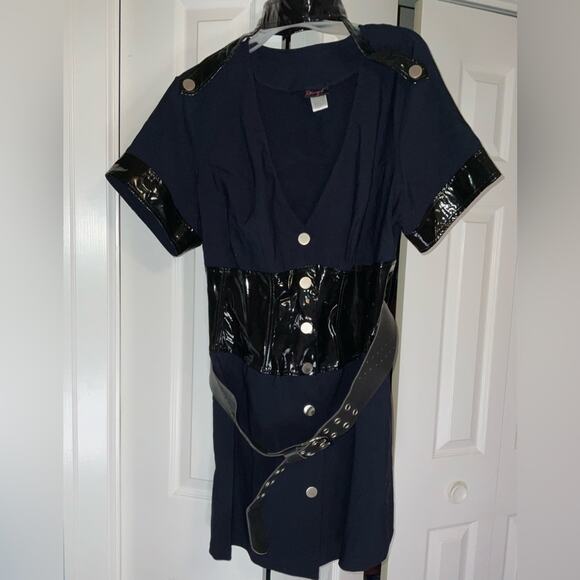 DREAMGIRL POLICE WOMAN OFFICER BLUE UNIFORM SEXY DRESS HALLOWEEN COSTUME - Picture 1 of 16